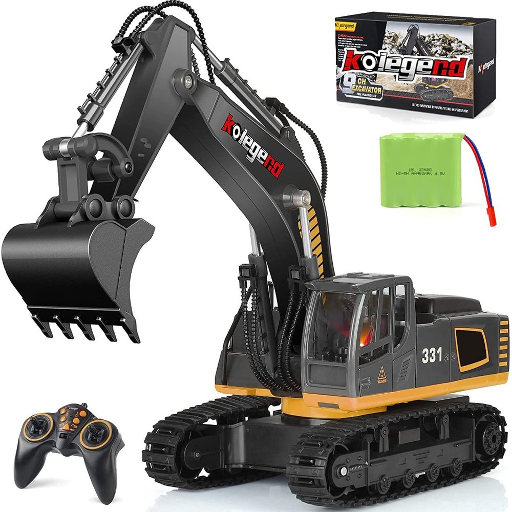 Remote Control Excavator Toy Truck with Lights